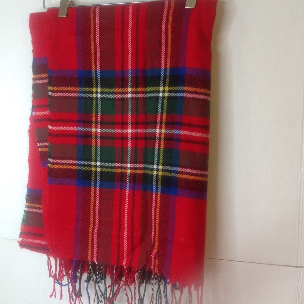 Banana Republic Red Plaid Scarf Tartan